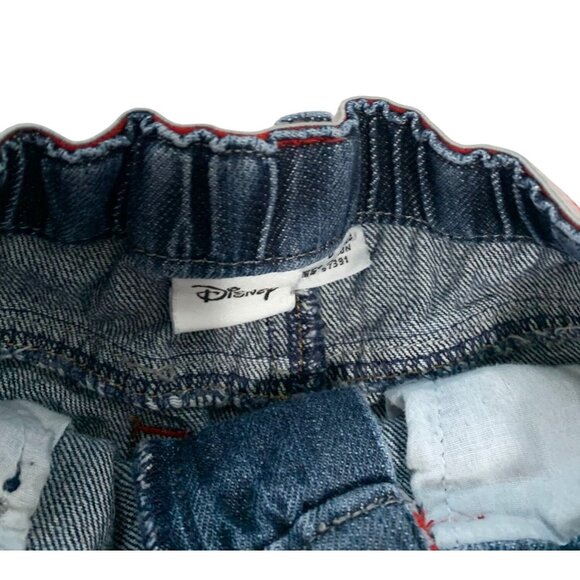 Vintage Y2K Disney Mickey Mouse Blue Jeans Pull On Red Gray waist band Spellout - Picture 4 of 4